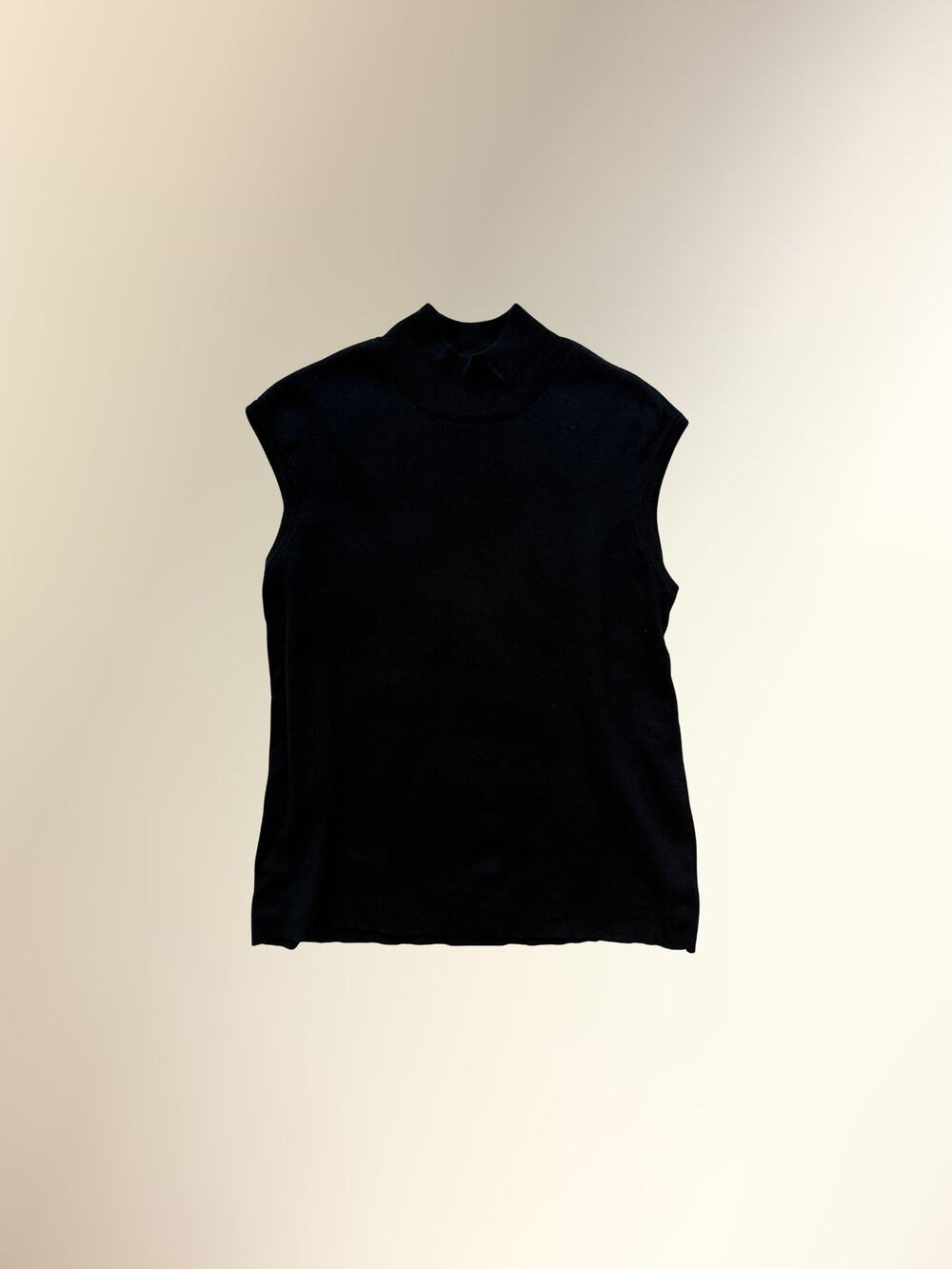 Coldwater Creek Black Silk Blend Sleeveless Mock Neck Sweater Vest Women's M